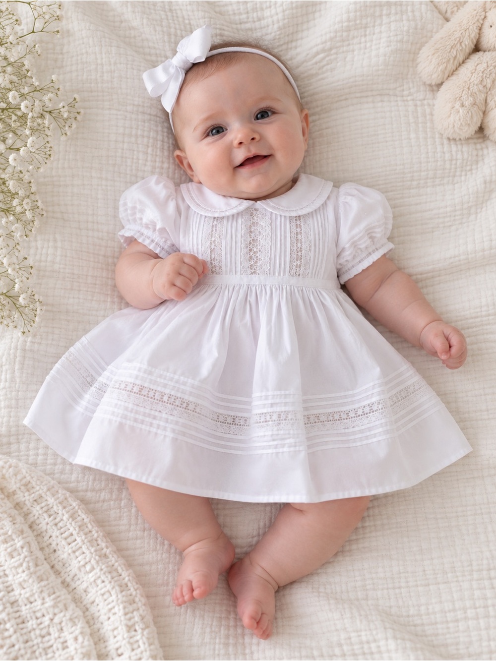 Feltman Brothers Baby Girls Pintuck And Lace Dress